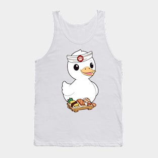 Funny white duck is a sushi chef Tank Top